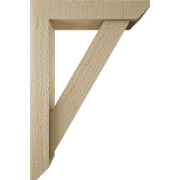 Ekena Millwork - BKTUR0352X16X24TRA06RCPR - Timberthane Faux Wood Traditional Style Bracket w/ Offset Brace, Slat Ends, 3 1/2"W x 16"D x 24"H, Primed Tan