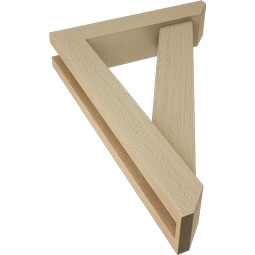 Ekena Millwork - BKTUR0352X16X24TRA06RCPR - Timberthane Faux Wood Traditional Style Bracket w/ Offset Brace, Slat Ends, 3 1/2"W x 16"D x 24"H, Primed Tan