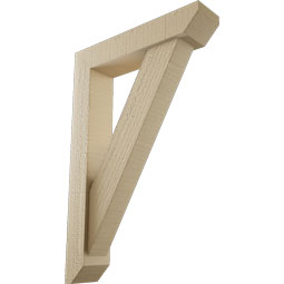 Ekena Millwork - BKTUR0352X16X24TRA06RCPR - Timberthane Faux Wood Traditional Style Bracket w/ Offset Brace, Slat Ends, 3 1/2"W x 16"D x 24"H, Primed Tan