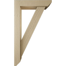 Ekena Millwork - BKTUR0352X16X28TRA06RCPR - Timberthane Faux Wood Traditional Style Bracket w/ Offset Brace, Slat Ends, 3 1/2"W x 16"D x 28"H, Primed Tan