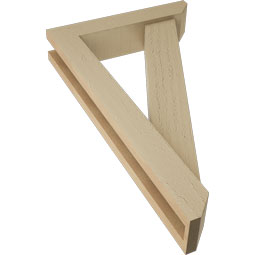 Ekena Millwork - BKTUR0352X16X28TRA06RCPR - Timberthane Faux Wood Traditional Style Bracket w/ Offset Brace, Slat Ends, 3 1/2"W x 16"D x 28"H, Primed Tan
