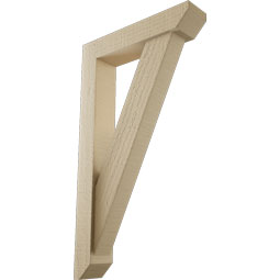 Ekena Millwork - BKTUR0352X16X28TRA06RCPR - Timberthane Faux Wood Traditional Style Bracket w/ Offset Brace, Slat Ends, 3 1/2"W x 16"D x 28"H, Primed Tan
