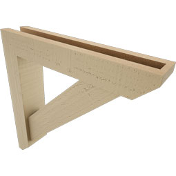 Ekena Millwork - BKTUR0352X18X18TRA06RCPR - Timberthane Faux Wood Traditional Style Bracket w/ Offset Brace, Slat Ends, 3 1/2"W x 18"D x 18"H, Primed Tan