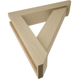 Ekena Millwork - BKTUR0352X18X18TRA06RCPR - Timberthane Faux Wood Traditional Style Bracket w/ Offset Brace, Slat Ends, 3 1/2"W x 18"D x 18"H, Primed Tan