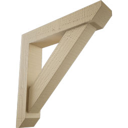 Ekena Millwork - BKTUR0352X18X18TRA06RCPR - Timberthane Faux Wood Traditional Style Bracket w/ Offset Brace, Slat Ends, 3 1/2"W x 18"D x 18"H, Primed Tan