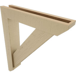 Ekena Millwork - BKTUR0352X18X22TRA06RCPR - Timberthane Faux Wood Traditional Style Bracket w/ Offset Brace, Slat Ends, 3 1/2"W x 18"D x 22"H, Primed Tan