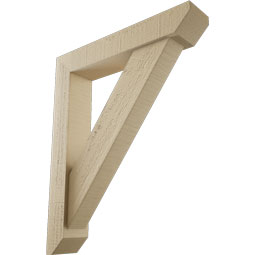 Ekena Millwork - BKTUR0352X18X22TRA06RCPR - Timberthane Faux Wood Traditional Style Bracket w/ Offset Brace, Slat Ends, 3 1/2"W x 18"D x 22"H, Primed Tan
