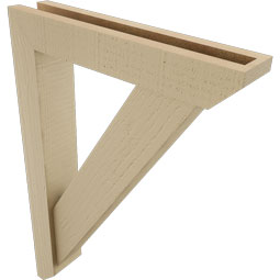 Ekena Millwork - BKTUR0352X18X26TRA06RCPR - Timberthane Faux Wood Traditional Style Bracket w/ Offset Brace, Slat Ends, 3 1/2"W x 18"D x 26"H, Primed Tan