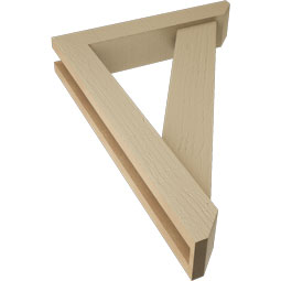 Ekena Millwork - BKTUR0352X18X26TRA06RCPR - Timberthane Faux Wood Traditional Style Bracket w/ Offset Brace, Slat Ends, 3 1/2"W x 18"D x 26"H, Primed Tan