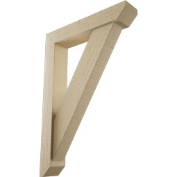 Ekena Millwork - BKTUR0352X18X26TRA06RCPR - Timberthane Faux Wood Traditional Style Bracket w/ Offset Brace, Slat Ends, 3 1/2"W x 18"D x 26"H, Primed Tan