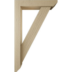 Ekena Millwork - BKTUR0352X18X30TRA06RCPR - Timberthane Faux Wood Traditional Style Bracket w/ Offset Brace, Slat Ends, 3 1/2"W x 18"D x 30"H, Primed Tan