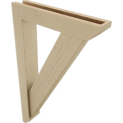 Ekena Millwork - BKTUR0352X18X30TRA06RCPR - Timberthane Faux Wood Traditional Style Bracket w/ Offset Brace, Slat Ends, 3 1/2"W x 18"D x 30"H, Primed Tan