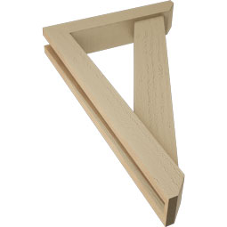 Ekena Millwork - BKTUR0352X18X30TRA06RCPR - Timberthane Faux Wood Traditional Style Bracket w/ Offset Brace, Slat Ends, 3 1/2"W x 18"D x 30"H, Primed Tan