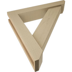 Ekena Millwork - BKTUR0352X20X20TRA06RCPR - Timberthane Faux Wood Traditional Style Bracket w/ Offset Brace, Slat Ends, 3 1/2"W x 20"D x 20"H, Primed Tan