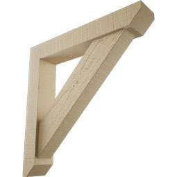 Ekena Millwork - BKTUR0352X20X20TRA06RCPR - Timberthane Faux Wood Traditional Style Bracket w/ Offset Brace, Slat Ends, 3 1/2"W x 20"D x 20"H, Primed Tan
