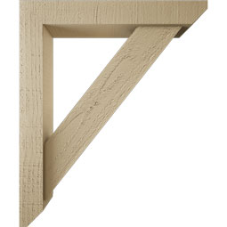 Ekena Millwork - BKTUR0352X20X24TRA06RCPR - Timberthane Faux Wood Traditional Style Bracket w/ Offset Brace, Slat Ends, 3 1/2"W x 20"D x 24"H, Primed Tan