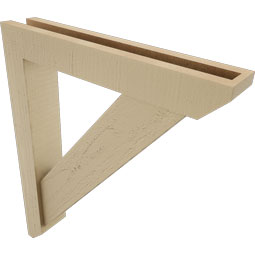Ekena Millwork - BKTUR0352X20X24TRA06RCPR - Timberthane Faux Wood Traditional Style Bracket w/ Offset Brace, Slat Ends, 3 1/2"W x 20"D x 24"H, Primed Tan