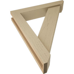 Ekena Millwork - BKTUR0352X20X24TRA06RCPR - Timberthane Faux Wood Traditional Style Bracket w/ Offset Brace, Slat Ends, 3 1/2"W x 20"D x 24"H, Primed Tan