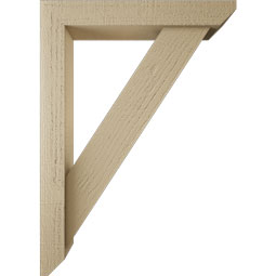 Ekena Millwork - BKTUR0352X20X28TRA06RCPR - Timberthane Faux Wood Traditional Style Bracket w/ Offset Brace, Slat Ends, 3 1/2"W x 20"D x 28"H, Primed Tan