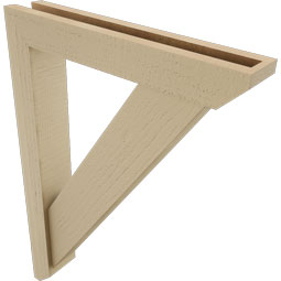 Ekena Millwork - BKTUR0352X20X28TRA06RCPR - Timberthane Faux Wood Traditional Style Bracket w/ Offset Brace, Slat Ends, 3 1/2"W x 20"D x 28"H, Primed Tan