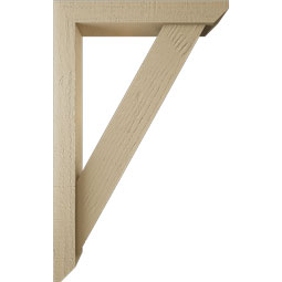 Ekena Millwork - BKTUR0352X20X32TRA06RCPR - Timberthane Faux Wood Traditional Style Bracket w/ Offset Brace, Slat Ends, 3 1/2"W x 20"D x 32"H, Primed Tan