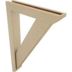 Ekena Millwork - BKTUR0352X20X32TRA06RCPR - Timberthane Faux Wood Traditional Style Bracket w/ Offset Brace, Slat Ends, 3 1/2"W x 20"D x 32"H, Primed Tan