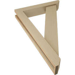 Ekena Millwork - BKTUR0352X20X32TRA06RCPR - Timberthane Faux Wood Traditional Style Bracket w/ Offset Brace, Slat Ends, 3 1/2"W x 20"D x 32"H, Primed Tan