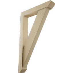 Ekena Millwork - BKTUR0352X20X32TRA06RCPR - Timberthane Faux Wood Traditional Style Bracket w/ Offset Brace, Slat Ends, 3 1/2"W x 20"D x 32"H, Primed Tan