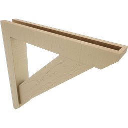Ekena Millwork - BKTUR0352X22X22TRA06RCPR - Timberthane Faux Wood Traditional Style Bracket w/ Offset Brace, Slat Ends, 3 1/2"W x 22"D x 22"H, Primed Tan