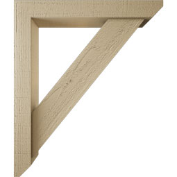 Ekena Millwork - BKTUR0352X22X26TRA06RCPR - Timberthane Faux Wood Traditional Style Bracket w/ Offset Brace, Slat Ends, 3 1/2"W x 22"D x 26"H, Primed Tan