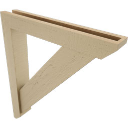 Ekena Millwork - BKTUR0352X22X26TRA06RCPR - Timberthane Faux Wood Traditional Style Bracket w/ Offset Brace, Slat Ends, 3 1/2"W x 22"D x 26"H, Primed Tan