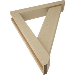 Ekena Millwork - BKTUR0352X22X26TRA06RCPR - Timberthane Faux Wood Traditional Style Bracket w/ Offset Brace, Slat Ends, 3 1/2"W x 22"D x 26"H, Primed Tan