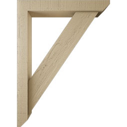 Ekena Millwork - BKTUR0352X22X30TRA06RCPR - Timberthane Faux Wood Traditional Style Bracket w/ Offset Brace, Slat Ends, 3 1/2"W x 22"D x 30"H, Primed Tan