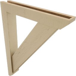 Ekena Millwork - BKTUR0352X22X30TRA06RCPR - Timberthane Faux Wood Traditional Style Bracket w/ Offset Brace, Slat Ends, 3 1/2"W x 22"D x 30"H, Primed Tan