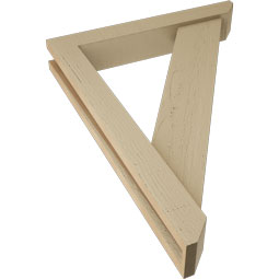 Ekena Millwork - BKTUR0352X22X30TRA06RCPR - Timberthane Faux Wood Traditional Style Bracket w/ Offset Brace, Slat Ends, 3 1/2"W x 22"D x 30"H, Primed Tan