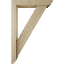 Ekena Millwork - BKTUR0352X22X34TRA06RCPR - Timberthane Faux Wood Traditional Style Bracket w/ Offset Brace, Slat Ends, 3 1/2"W x 22"D x 34"H, Primed Tan