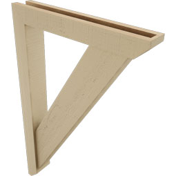 Ekena Millwork - BKTUR0352X22X34TRA06RCPR - Timberthane Faux Wood Traditional Style Bracket w/ Offset Brace, Slat Ends, 3 1/2"W x 22"D x 34"H, Primed Tan