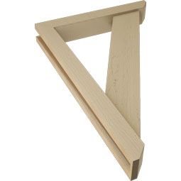 Ekena Millwork - BKTUR0352X22X34TRA06RCPR - Timberthane Faux Wood Traditional Style Bracket w/ Offset Brace, Slat Ends, 3 1/2"W x 22"D x 34"H, Primed Tan