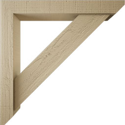 Ekena Millwork - BKTUR0352X24X24TRA06RCPR - Timberthane Faux Wood Traditional Style Bracket w/ Offset Brace, Slat Ends, 3 1/2"W x 24"D x 24"H, Primed Tan