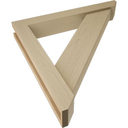 Ekena Millwork - BKTUR0352X24X24TRA06RCPR - Timberthane Faux Wood Traditional Style Bracket w/ Offset Brace, Slat Ends, 3 1/2"W x 24"D x 24"H, Primed Tan