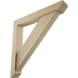 Ekena Millwork - BKTUR0352X24X24TRA06RCPR - Timberthane Faux Wood Traditional Style Bracket w/ Offset Brace, Slat Ends, 3 1/2"W x 24"D x 24"H, Primed Tan