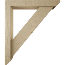 Ekena Millwork - BKTUR0352X24X28TRA06RCPR - Timberthane Faux Wood Traditional Style Bracket w/ Offset Brace, Slat Ends, 3 1/2"W x 24"D x 28"H, Primed Tan