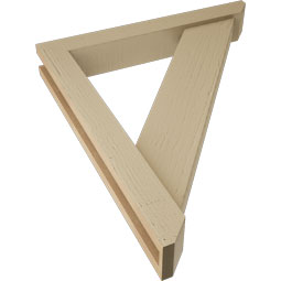 Ekena Millwork - BKTUR0352X24X28TRA06RCPR - Timberthane Faux Wood Traditional Style Bracket w/ Offset Brace, Slat Ends, 3 1/2"W x 24"D x 28"H, Primed Tan