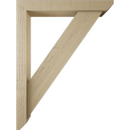 Ekena Millwork - BKTUR0352X24X32TRA06RCPR - Timberthane Faux Wood Traditional Style Bracket w/ Offset Brace, Slat Ends, 3 1/2"W x 24"D x 32"H, Primed Tan