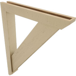 Ekena Millwork - BKTUR0352X24X32TRA06RCPR - Timberthane Faux Wood Traditional Style Bracket w/ Offset Brace, Slat Ends, 3 1/2"W x 24"D x 32"H, Primed Tan