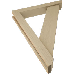 Ekena Millwork - BKTUR0352X24X32TRA06RCPR - Timberthane Faux Wood Traditional Style Bracket w/ Offset Brace, Slat Ends, 3 1/2"W x 24"D x 32"H, Primed Tan
