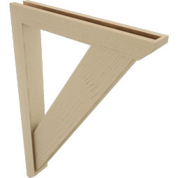 Ekena Millwork - BKTUR0352X24X36TRA06RCPR - Timberthane Faux Wood Traditional Style Bracket w/ Offset Brace, Slat Ends, 3 1/2"W x 24"D x 36"H, Primed Tan