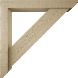 Ekena Millwork - BKTUR0352X26X26TRA06RCPR - Timberthane Faux Wood Traditional Style Bracket w/ Offset Brace, Slat Ends, 3 1/2"W x 26"D x 26"H, Primed Tan