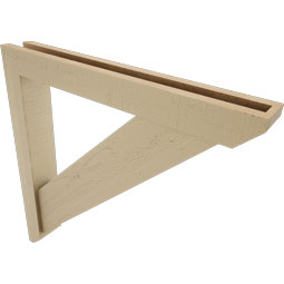 Ekena Millwork - BKTUR0352X26X26TRA06RCPR - Timberthane Faux Wood Traditional Style Bracket w/ Offset Brace, Slat Ends, 3 1/2"W x 26"D x 26"H, Primed Tan