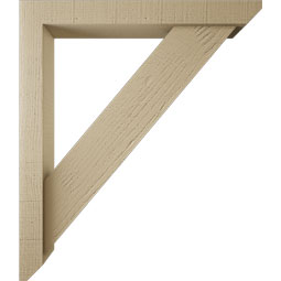 Ekena Millwork - BKTUR0352X26X30TRA06RCPR - Timberthane Faux Wood Traditional Style Bracket w/ Offset Brace, Slat Ends, 3 1/2"W x 26"D x 30"H, Primed Tan